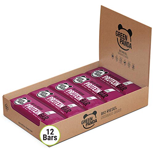 Barritas proteicas veganas sin azúcar con mas del 20% de proteínas vegetales (proteínas de semillas de calabaza, cáñamo y semillas de girasol), 12 x 30g barritas proteicas sabor Remolachas y Aronia de Green Panda