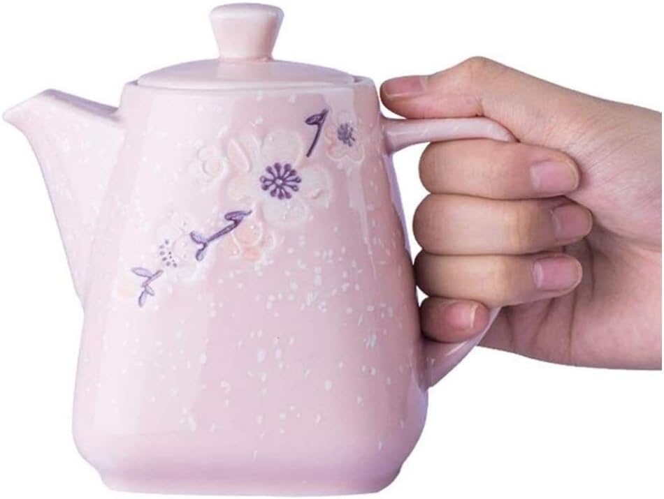 Seasoning Bottle Storage Handcrafted Ceramic Olive Oil Or Vinegar Bottle Dispenser Kitchen (Color : Pink)
