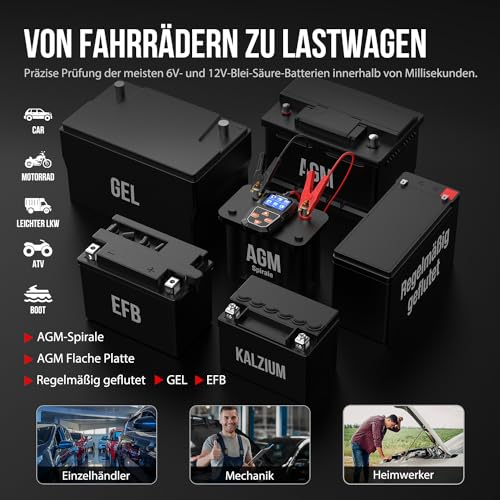KONNWEI KW218 6V 12V Batterietester KFZ 100-2000 CCA Ladesystem Analysator Autobatterie tester Farb-LCD-Display Lichtmaschine… – Ansicht 5