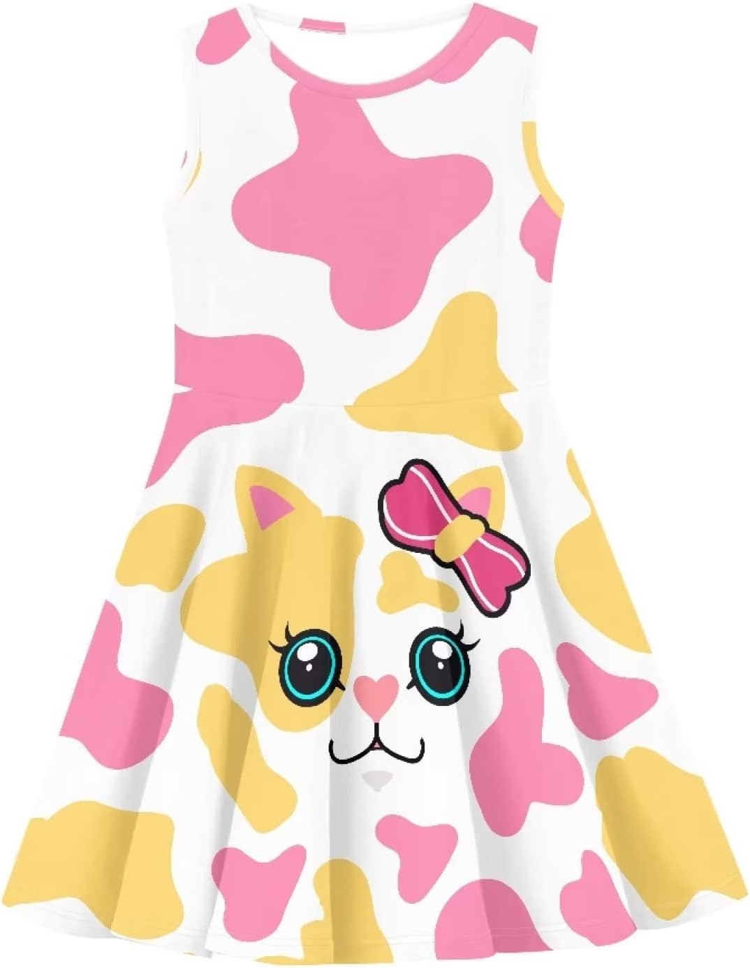 Modysero Girls Sundress Print A Line High Waist Twirly Swing Tank Dress for 3-16 Years Old Cute Birthday Dress
