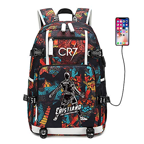 Soccer Player Star Cristiano Ronaldo Multifunction Backpack CR7 Travel Student Football Fans Bookbag For Men Women (Style 3)