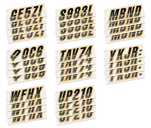 Image of STIFFIE Techtron Black /Tan 3 inch Boat & PWC Registration Decals • Numbers Letters Stickers