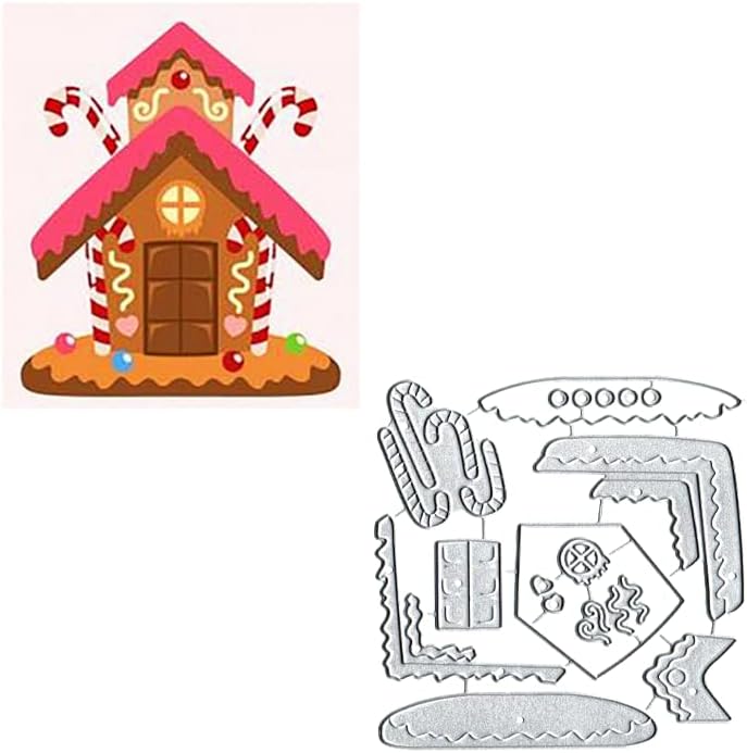 Troqueles de corte de metal para casa de dulces de Navidad, manualidades, dulces, casa de azúcar, tarjetas de papel, plantillas de corte para