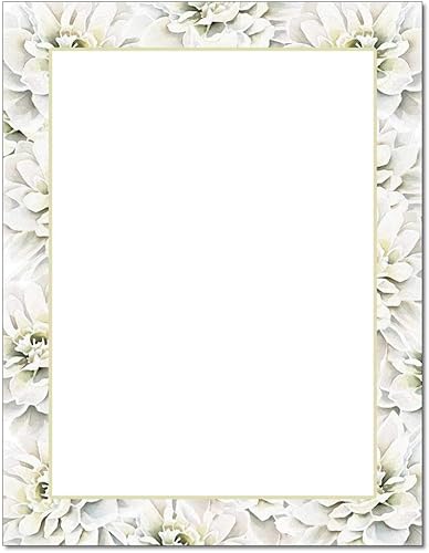 White Dahlias Letterhead - Papel para impresora láser y inyección de tinta (100 hojas)