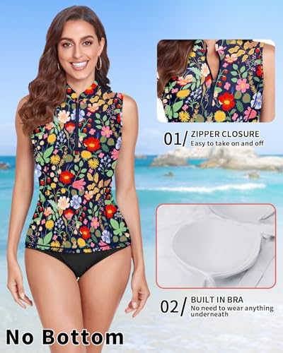 WOWENY Women Rash Guard Sleeveless Swim Shirts UPF 50 Sun Protection Swimsuit Tops Bathing Suit Top No Bottom3