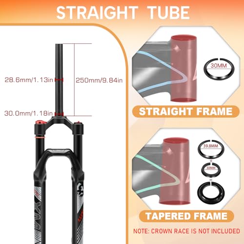 image for BUCKLOS 【US STOCK】 LUTU 26/27.5/29 Air MTB Suspension Fork, Reboun