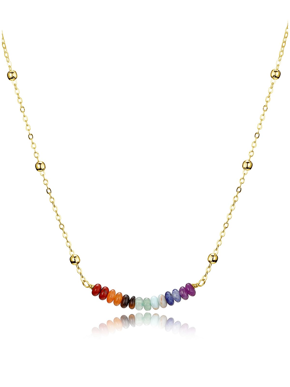 JSDDE 7 Chakra Kette Edelstein Heilstein Kette Damen Kristall Halskette Glückskette Reiki Heilung Talisman spirituelle Geschenke