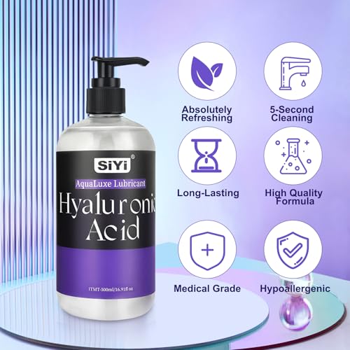 Image of SiYi Water-Based Hyaluronic Acid Anal Personal Lubricant with Finger Cots | Pump Dispenser | Non-Sticky |Toy-Compatible | Long Lasting (Dark Purple)