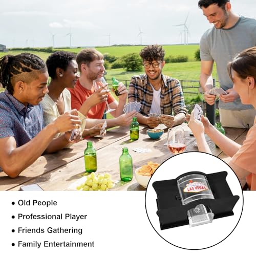 kartenmischmaschine manuell 1-2 decks, mischmaschine karten, kartenmischer mit Kurbel, karten mischgerät für skip bo, Poker, Blackjack, uno mischmaschine für Kinder, Erwachsene & Großeltern - Schwarz