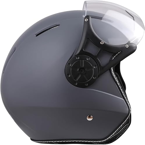 Miniatura 4 de Harssidanzar Casco de motocicleta con visera única, cara abierta, motocicleta, scooter, ciclomotor, casco crucero, aprobado por DOT, para hombres y