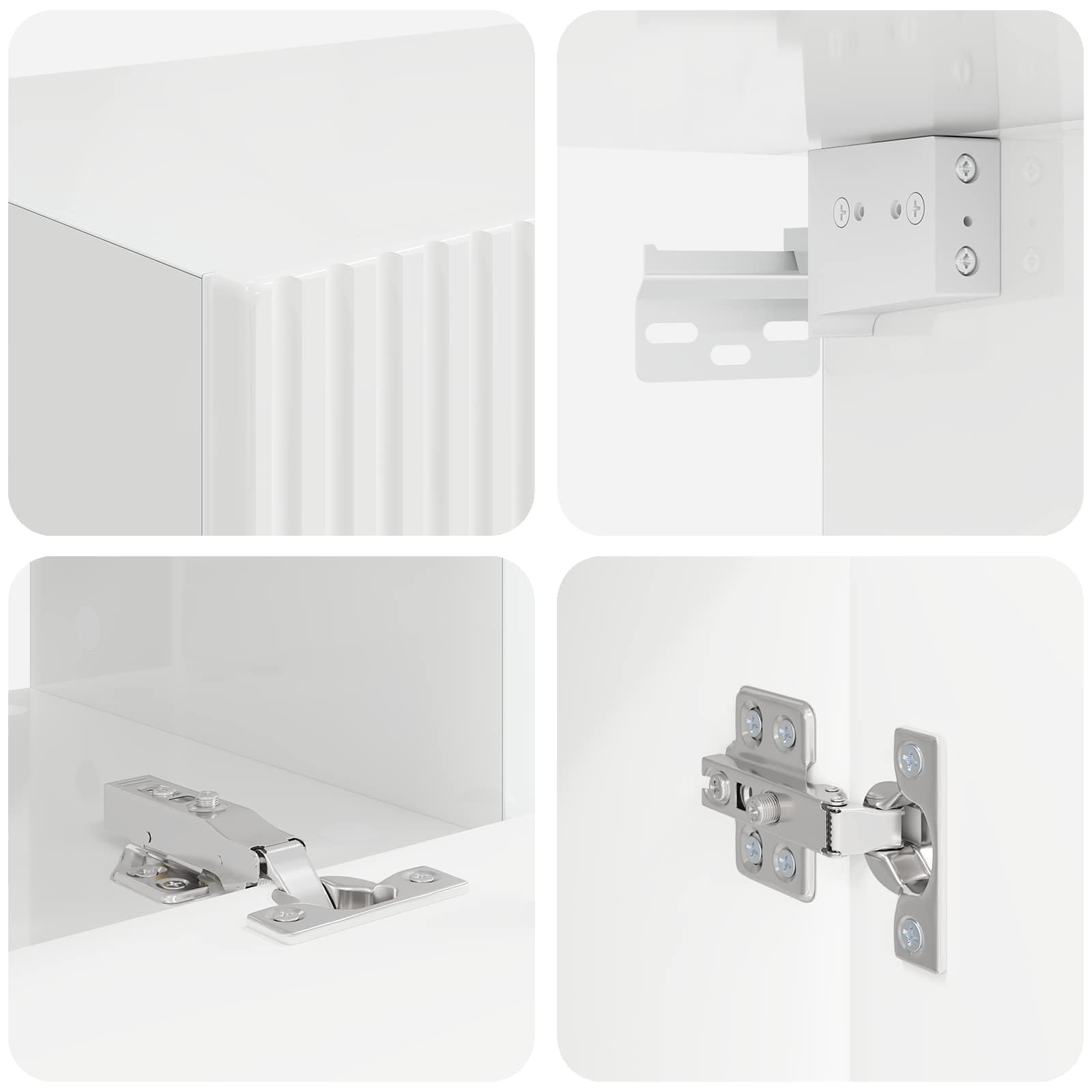 TV Schrank Wandmontiert 5er Set Hochglanz Weiß Holzwerkstoff Medienmöbel Wohnzimmer Schwebend Fernsehschrank Regal Unterhaltungscenter Aufbewahrung für TV Zubehör Gaming Konsole DVD