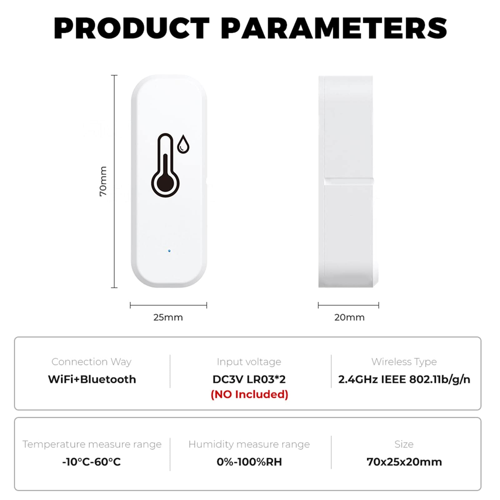 DAZZLEEX 10Pcs per TUYA WiFi Intelligente Rilevatore di Temperatura e umidità Home Indoor Wireless Sensore di Temperatura e Umiditàcon notifica Tramite App Tuya