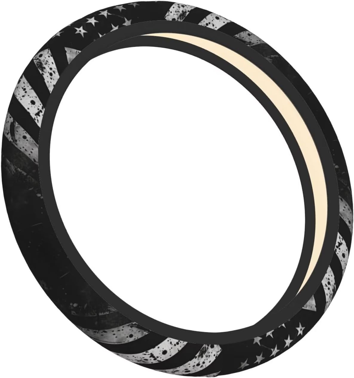 Black American Flag Steering Wheel Cover US Flags Pattern Car Accessories Easy to Install Steering Wrap Protector for Cars, Truck, Van, SUV, Non-Slip Car Accessories for Men Women Girls