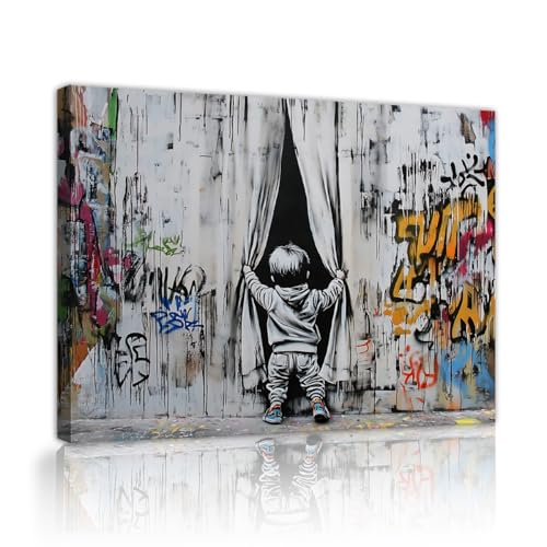 Toile Art mural graffiti pour habiller un mur blanc de bureau ou salon