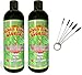 Green Piece Glass Cleaner 2 Bottles-16 oz and 5 Piece Mini Metal Nylon Tube Pipe Cleaner Brush Set with Keychain Ring Combo