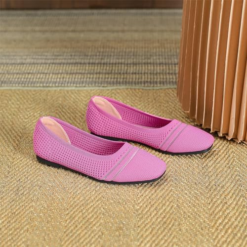 Semshedy Women's Flats Shoes Ballet Flat Knit Dress Shoes Wide Toe Slip On Ballerina Walking Flats Shoes3