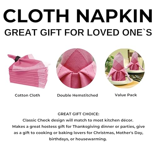 Bedding Craft Cotton Cloth Dinner Napkins Set of 12 – 20x20 Pink Multi Double Hemstitched – Machine Washable Fabric Napkins for Weddings, Parties & Dining Tables by Bedding Craft - Used condition - Image 5