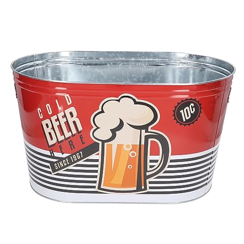 Vintage Metal Ice Bucket Large Capacity Leakproof Tinplate Insulated Beverage Tub for Bar Parties Beer Wine and Soda