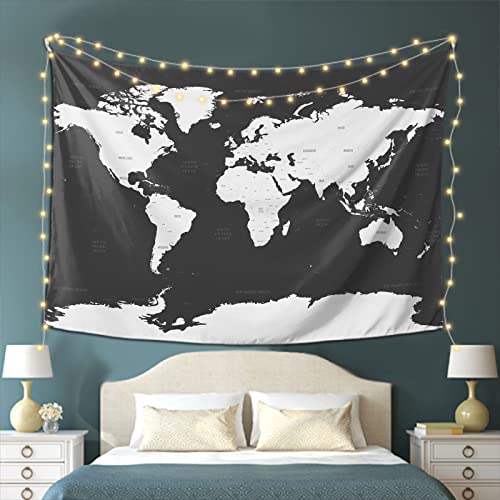 Axayaz World Map Tapestries Global Earth Map Asia America Europe Africa Continent Ocean Wall Hanging Polyester Backdrop For Living Dining Room College Dorm 80X60 Inch #TOP4