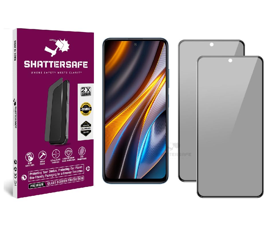 Image of Anti-Spy Privacy Tempered Glass Compatible For Poco X4 GT [Pack of 2]. 9H Hardness, Anti-Scratch, Edge-to-Edge Protection With Easy Installation Kit & Case Friendly Fit.