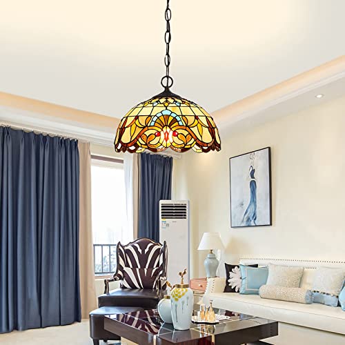 Lustre Baroque Vitrail Jaune pour une Ambiance Chaleureuse unique - 3