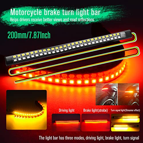 Haiseca 2Pcs 7.8'' Led Motorcycle Tail Lights,4-In-1 Fuctions Motorcycle Driving Brake Turn Signal Flexible Led Strips For Davidson Harley,Motorbike,Atv,Rv,Suv,Car.(2-Pack). #TOP1