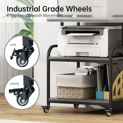 Image of Fannova Gray Printer Stand, 23.6 inchx18.9 inch Large Printer Table with Storage