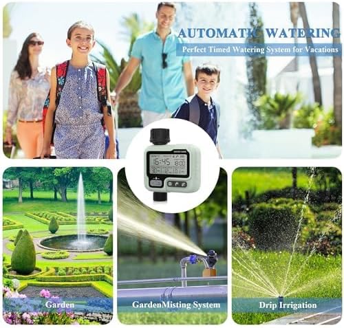 Miniatura 9 de Sistema de enfriamiento por nebulización de 65 pies (65.6 ft) y temporizador de manguera, temporizadores de riego programables, controlador de