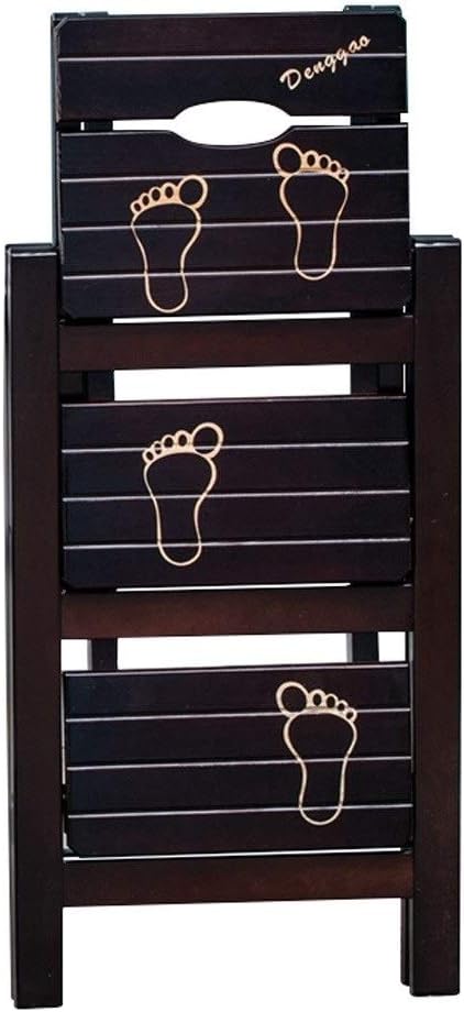 Folding Ladder Chair Household Wooden Ladder Stool 3 Steps Tread Kitchen Step Stool Multifunction Foldable Steps-Ladder Office Library Moveable, Black Walnut