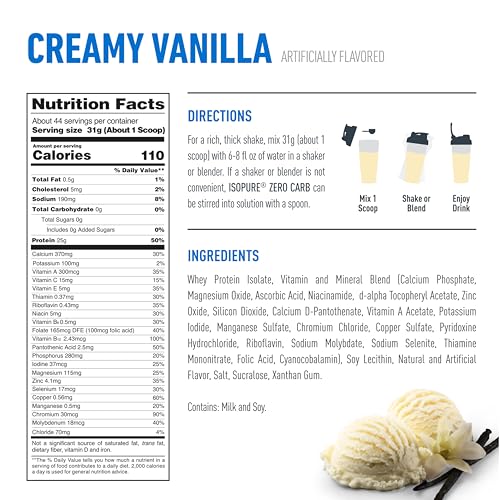 Image of Isopure Zero Carb 100% Pure Whey Isolate Vanilla Protein Powder 3 Lbs + 1 Bottle of Clear Protein Water with Electrolytes, 15g Whey Protein Isolate, Zero Sugar, Mixed Berry, 20 fl oz Bottle