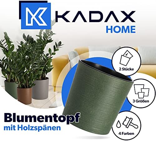 KADAX Plastic Flowerpot with stand for flowers and plants, Decorative Pot, Plant Container, Cylindrical Pot, Indoor Flowerpot, recycled Flowerpot (diameter 19 cm, green)