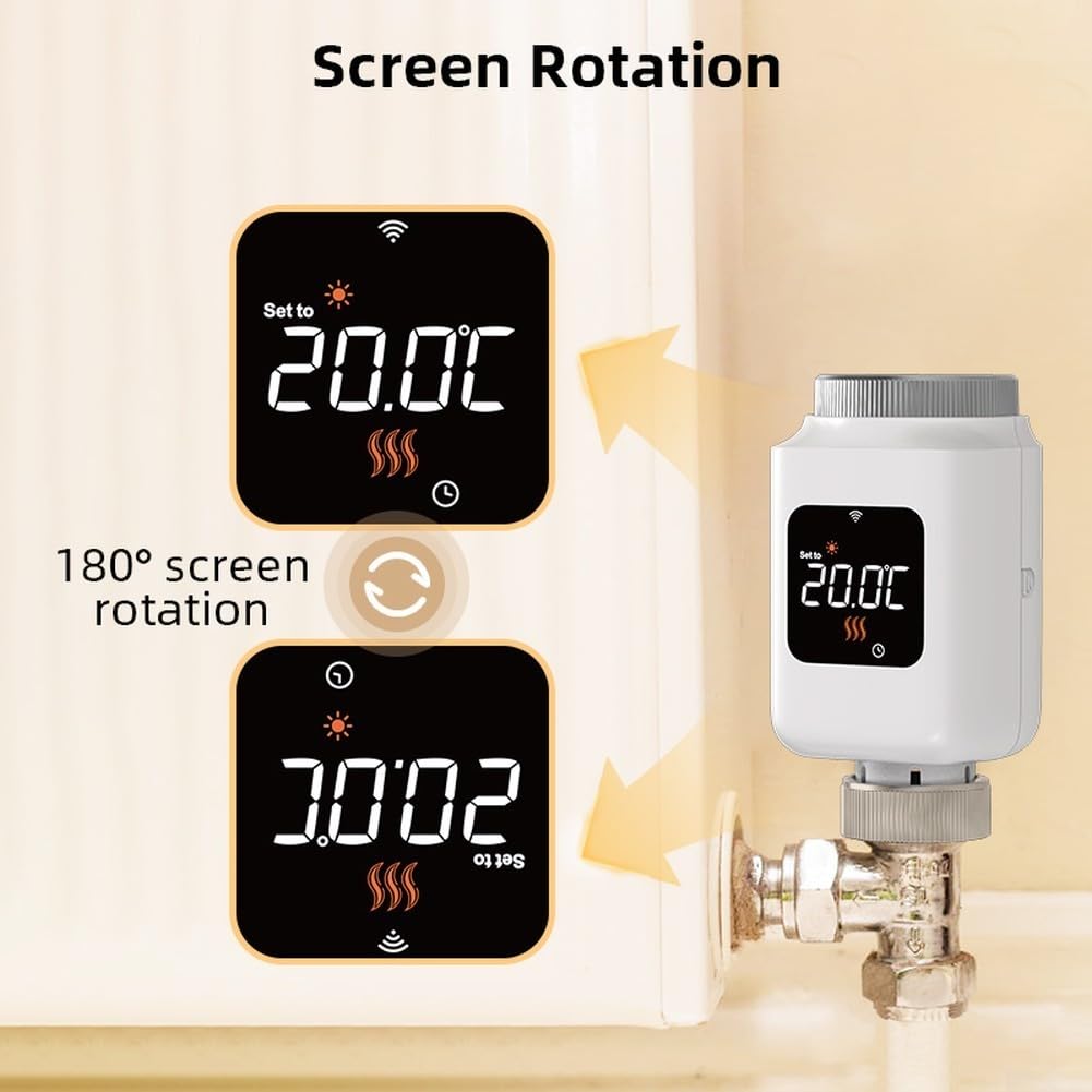 Smart for zigbee Valvola termostatica per radiatore con controllo app tuya, attuatore TRV per riscaldamento programmabile per risparmio energetico domestico, rilevamento apertura finestra, bianco