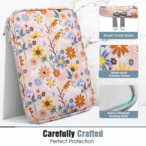 Image of TiMOVO 8-9 Inch Tablet Sleeve Case for All-New iPad mini 7 (A17 Pro, 2024), iPad mini 6 (8.3-Inch, 2021), iPad mini 5 /4 /3 /2 /1, Portable Protective Pouch Bag for iPad mini, Yellow Flower