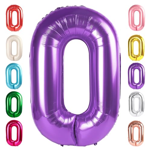 Image of Number 0 Balloon Birthday Decorations, 40In Purple Balloons for Party | Eye-catching Appearance, Perfect Decorative Centerpieces, Convenient Self-sealing Structure, Widely for Various Occasions