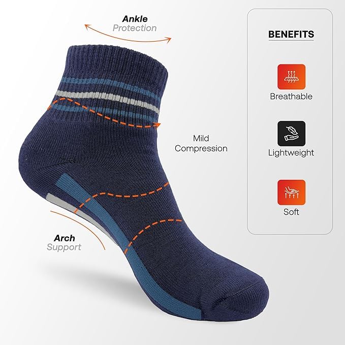 Image of PRASTHAN Sports Unisex Nylon Cotton Ankle Length Socks Made With Breathable Anti Odour & Moisture Absorbent Combed Cotton with a Extra Durable.