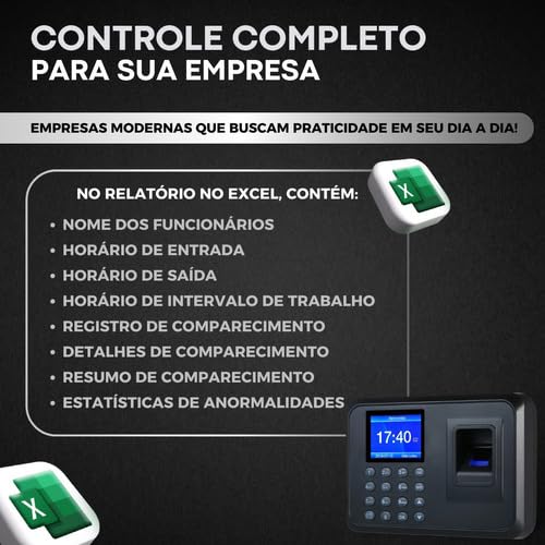 Relógio De Ponto Biométrico Digital Com Impressão Via Biometria Armazenamento Eletrônico Preciso E S
