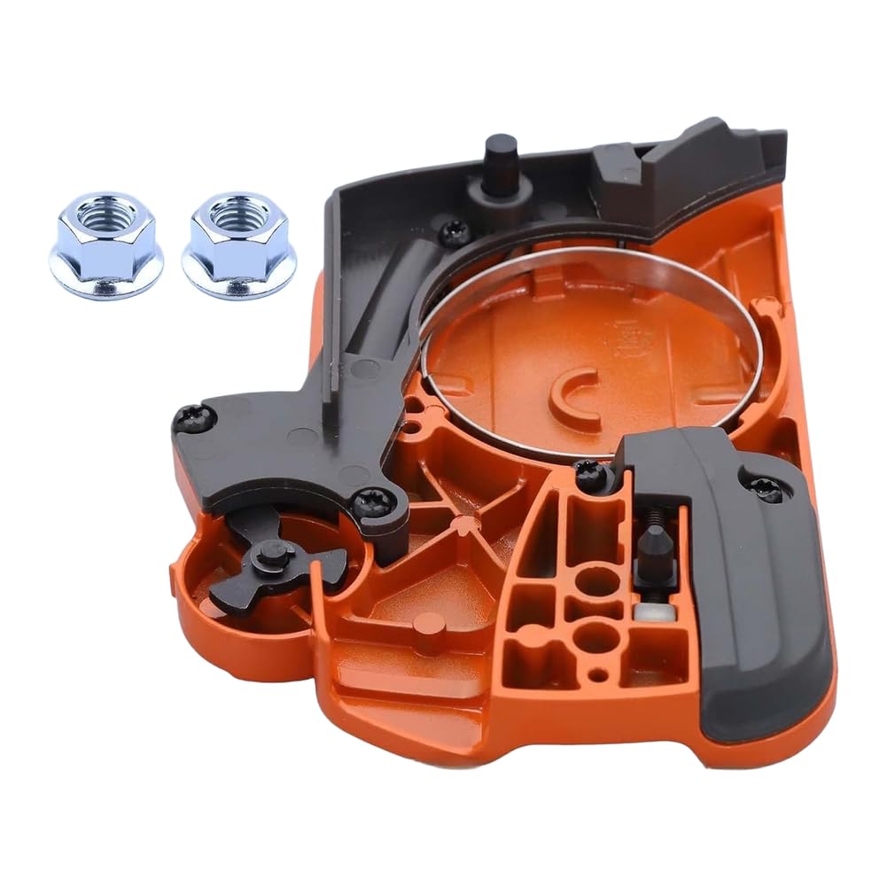 Couvercle d'embrayage pour tronçonneuse compatible avec Husqvarna 135/140/435/440 et modèles CS2240, boîtier de frein à chaîne en magnésium avec écrous à barre, variante orange