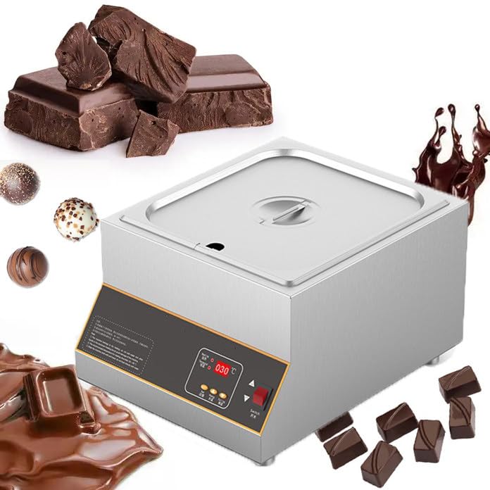 LISTaRSw Templadora De Chocolate Eléctrica Profesional | Control Digital | Ajustable De 0 a 185 °f | Fundidora De Chocolate De 500 W con Tapa | Calefacción por Aire 1Tank