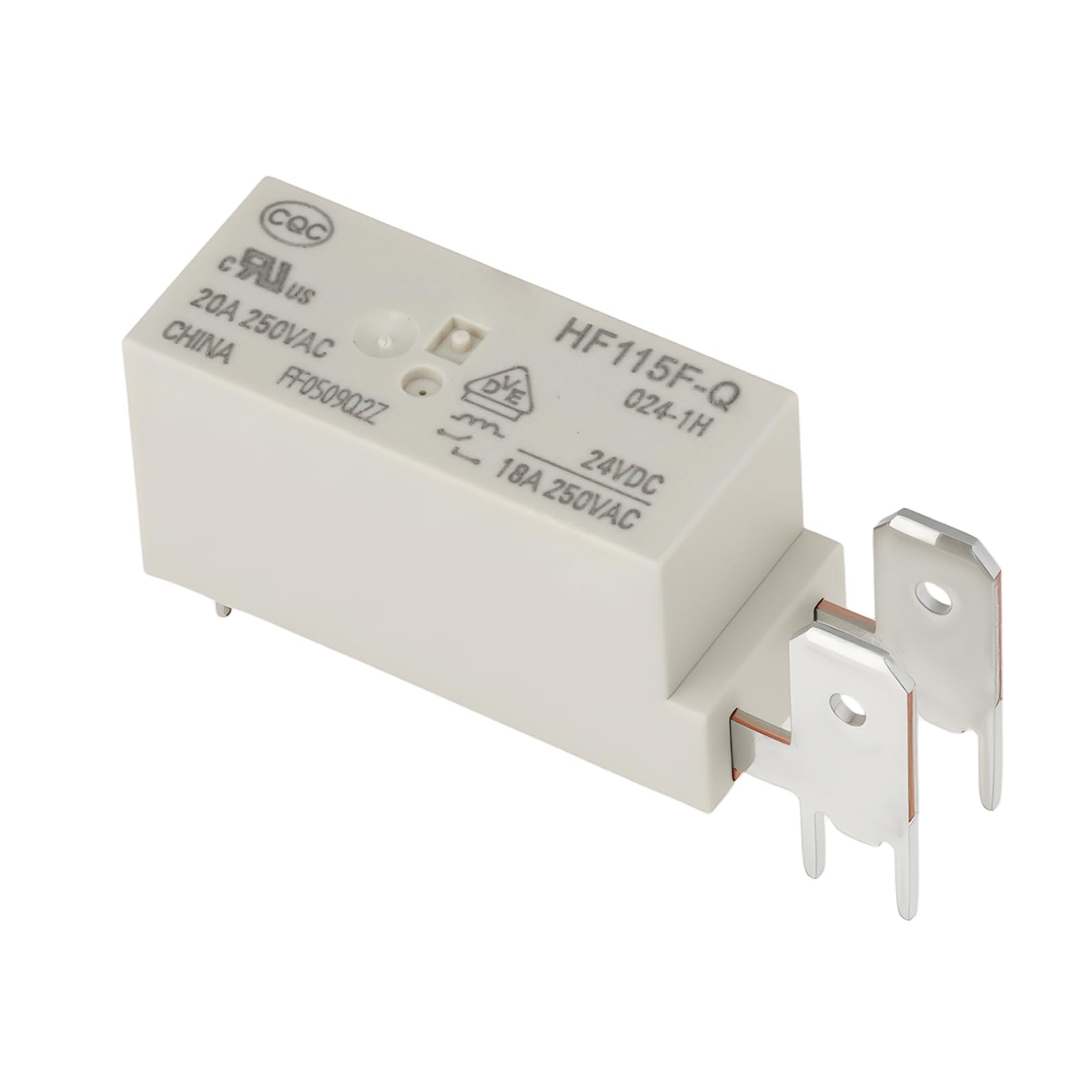 Relé de 6 pines HF115F-Q-024-1H de 24V CC para control industrial