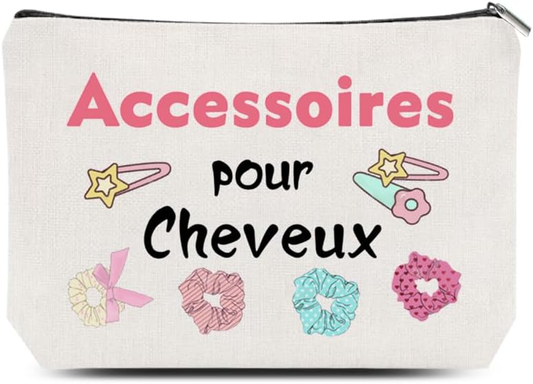 Organisateur d’Accessoires Cheveux Voyage Pochette Rangement Élastiques Barrette Bandeau Trousse Maquillage Portable Toile Femme Fille Sac Rangement Barrettes et Bandeaux Portable