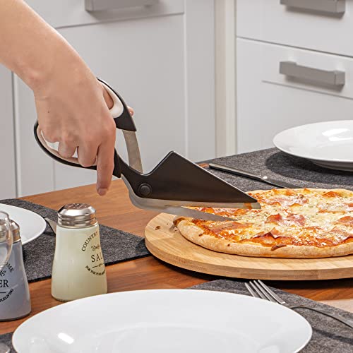 COM-FOUR® pizzaschaar met serveerblad, pizzasnijder met roestvrijstalen messen en geïntegreerde pizzaschep (1x pizzaschaar 27 cm) - Image 3