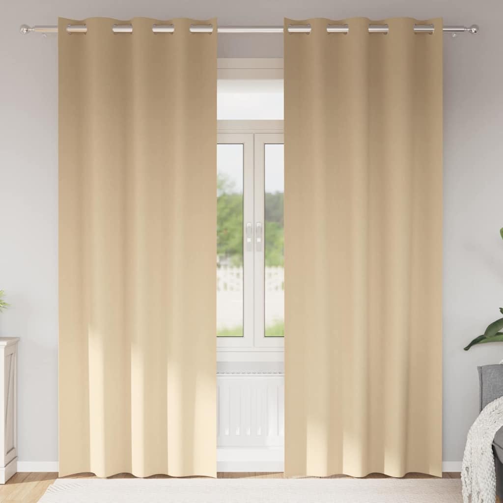 Zasłony zaciemniające z pierścieniami, 2 szt., kremowe, 260 x 140 cm, poliester, nieprzejrzyste, do salonu, sypialni, biura, z 4 metodami zawieszenia i 80-90% ochrony przed światłem