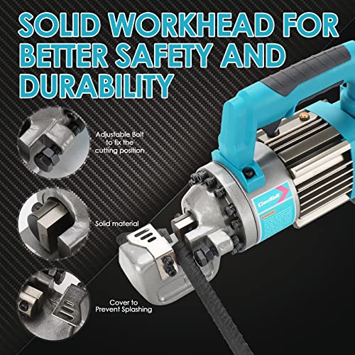 Image of 5 /8 Inch Electric Hydraulic Rebar Cutter, Portable Rebar Cutter, Cutting up to 4-16mm #5 Rebar, Cutting Speed 1-1.5S 1000W RC16B (Blue)