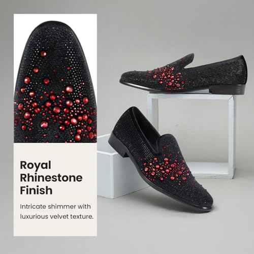 Image of Amali Men's Embellished Velvet Tuxedo Loafers, Smoking Slippers