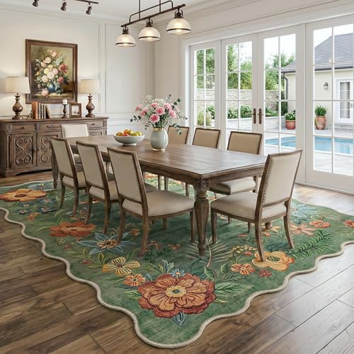 Fmfunctex 8x10 Floral Washable Green Vintage Boho Area Rug for Living Room - 3