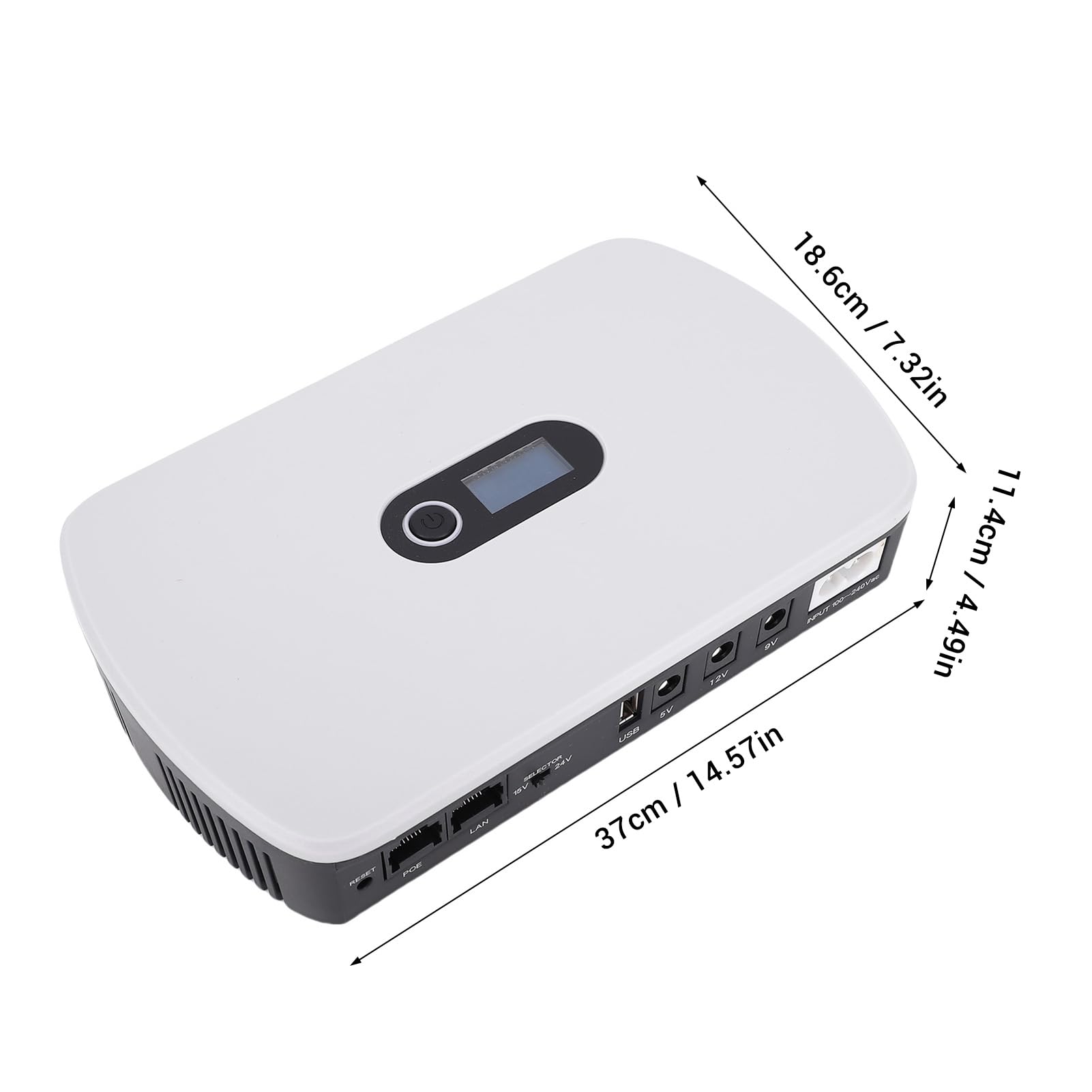 Eujgoov 10400 MAh UPS Bateria Zapasowa Zasilacza Zasilacza dla Modemu Routera Smartfona, Wyświetlacz LCD z obsługą Temperatury Osłony zwarć, Wyjście 5V 9V 12 V DC z (wtyczka UE)