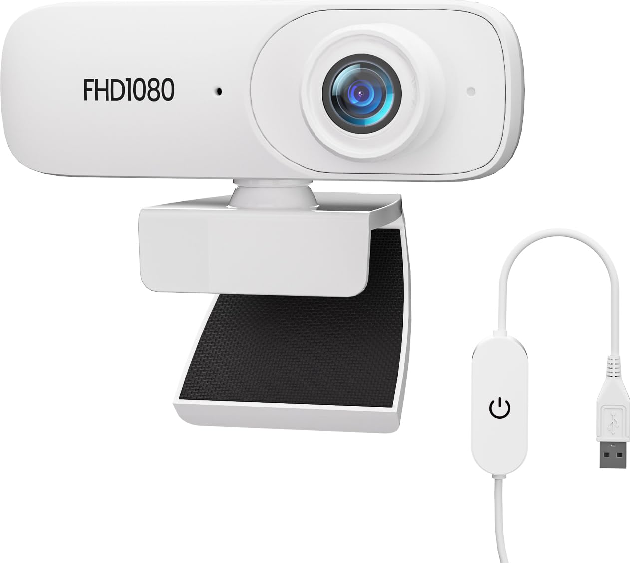 CIRICO EasyCam C100 1080P FHD Webcam, 90° FOV, Noise-Canceling Mic, Privacy Cover, Plug & Play for FaceTime, Zoom, Teams, PC/Mac/Laptop - White