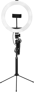 10" LED Ring Light with Extendable Tripod Stand & Phone Holder, Selfie Circle Lights Desktop Makeup Ring Light 3000-6500K Dimmable Laptop Ring Light for Photography Live Laptop Video Conference