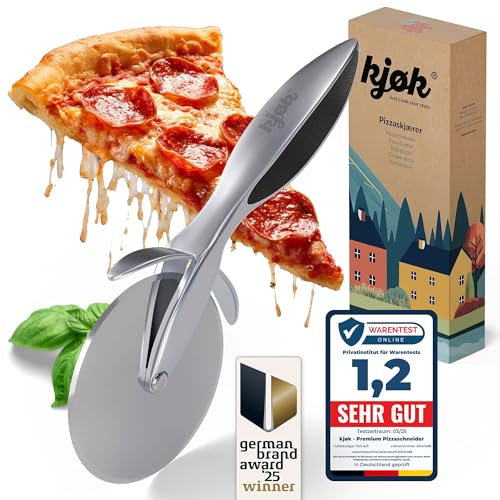 kjøk Premium Coupe-pizza Roulette grand Ø avec lame en acier inoxydable 68mm – Manche en alliage de zinc – Rouleau à pizza professionnel de qualité...
