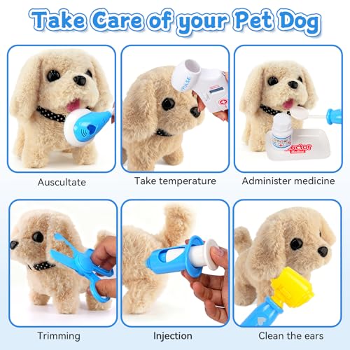 Cagnolino Che Abbaia E Cammina,Valigetta Dottore Bambini,Giochi Bambini 2 Anni Elettronico Cane Giocattolo Che Cammina E Abbaia,Peluche Cane Robot,Regalo Bambina 2 3 4 5 Anni - 4